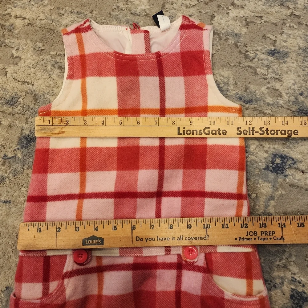 Gap‎ Wool Pink Plaid Sleeveless Dress Kids Size 4 Lined Pockets